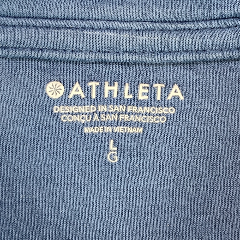 Athleta Hoodie Women Large Blue Cotton Blend Sweater Pullover Relaxed Oversized - Picture 3 of 8